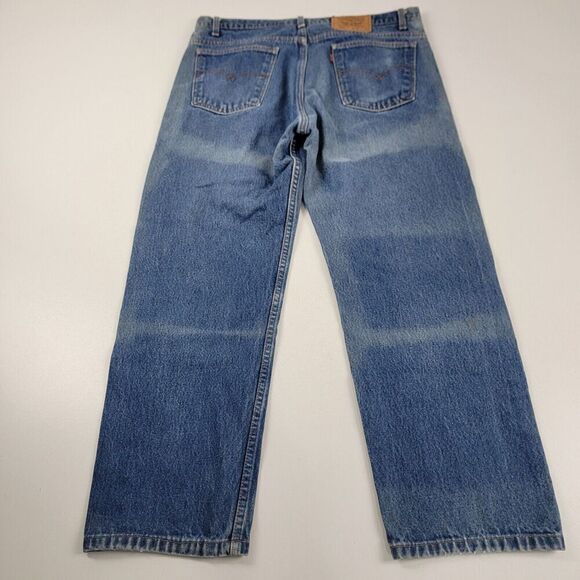 Vintage 90s Levi’s 505 Orange Tab Straight Leg Denim Distressed Jeans Sz 36x27 - Picture 1 of 16